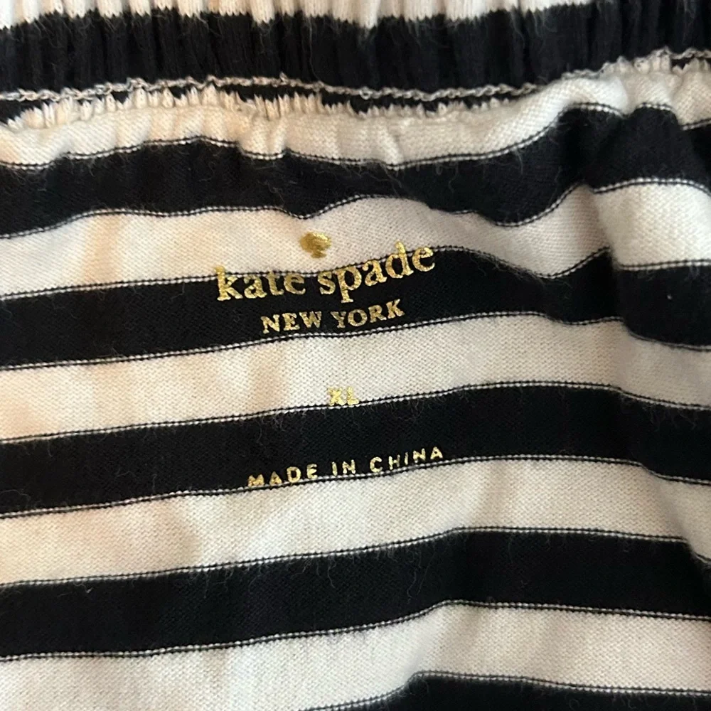 Kate Spade‎ Off the Shoulder Striped Cotton Jersey Knit Dress Sz XL Black White